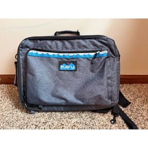 KAVU Grey Topo Print Laptop Messenger Bag Commuter Briefcase Shoulder Strap